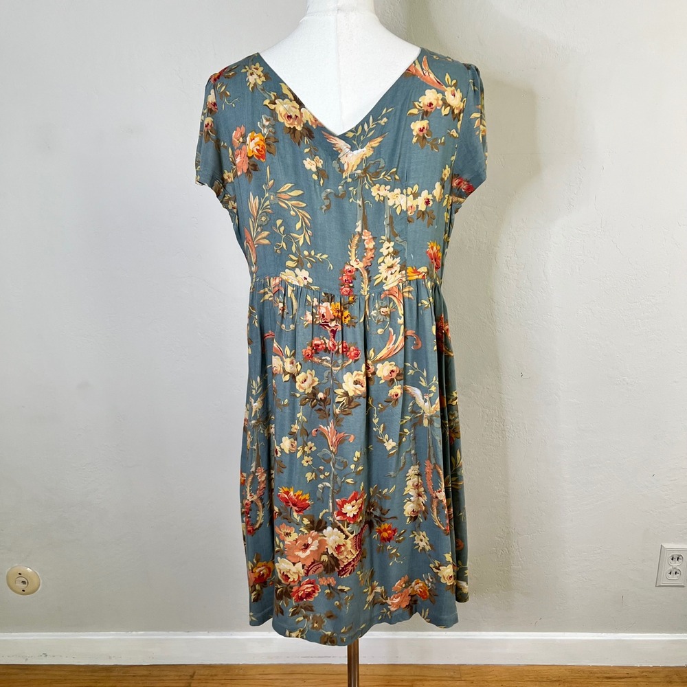 Denim & Supply Ralph Lauren Dress Floral Button Front Women Size Large Blue Boho - Picture 3 of 9